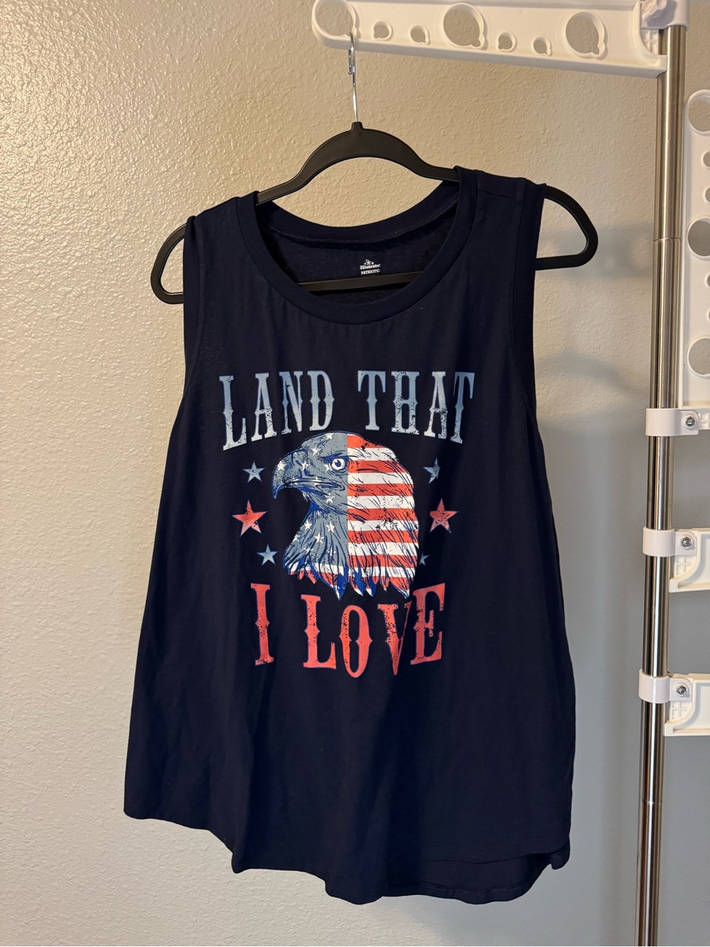 Navy Graphic Tank Top - 'Land That I Love' Eagle Print
